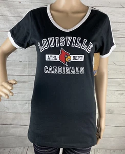 NWT Louisville Cardinals Ringer Tee Medium Black White V-Neck Athletic T-Shirt - Picture 1 of 12
