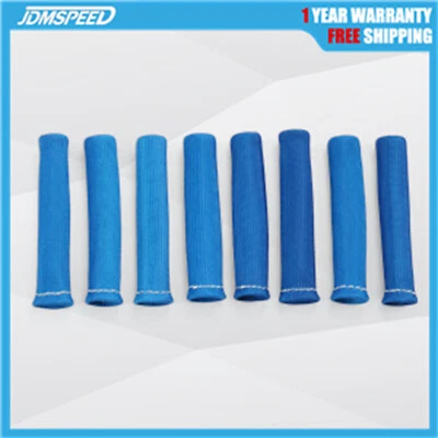 8x BLUE 1200° SPARK PLUG WIRE HEAT SHIELD PROTECTOR SLEEVE SBC BBC  - Image 1 of 4