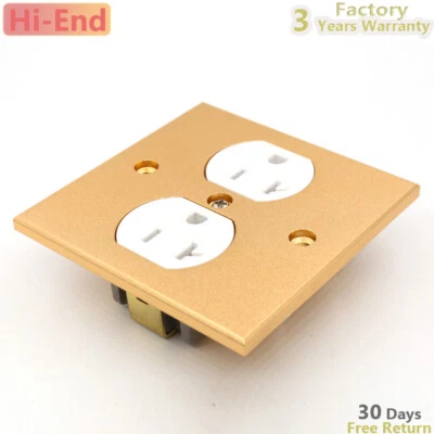Pure Copper US AC Power Duplex Outlet Socket 20A Wall Receptacle With Cover Hifi - Image 1 of 4