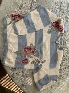 cambridge dry goods sweater Light Blue And White Stripes W/ Florals - Picture 1 of 7