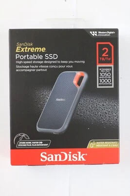 SANDISK Extreme Portable SSD 2TB External Solid State Drive Black - Image 1 of 4