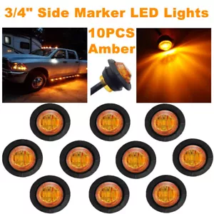 10 x Amber Round 3/4'' Side Marker LED Indicators Light Truck Boat Trailer Light - Foto 1 di 11