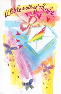 Colorful THANK YOU Card, Butterfly Rainbow Love Flowers by American Greetings +✉ - Picture 1 of 5