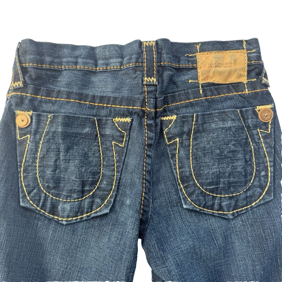 Jeans True Religion Costuras Doradas Niñas 10 Lavado Oscuro Pierna Recta Foto 1 de 4