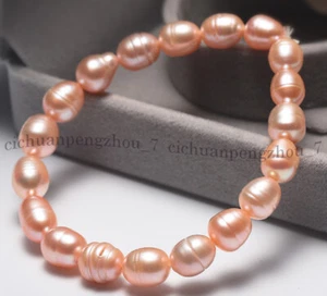 Natural Freshwater Multicolor Baroque Rice Oval Pearl Stretchy Bracelet 7.5'' - Picture 1 of 9