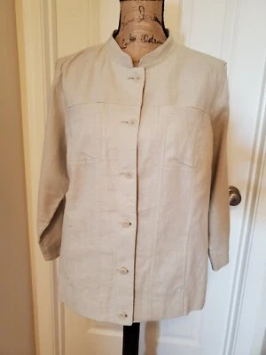 Christopher Banks Women's Large Beige 3/4 Sleeve Jacket - Image 1 of 4