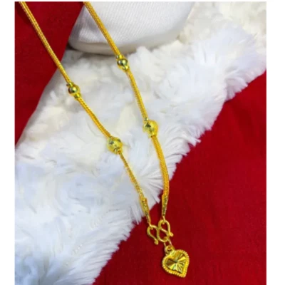 Minimalist Style Heart 22K 24K Dangle Chain Necklace Gift Yellow Gold Plated 20" - Image 1 of 4