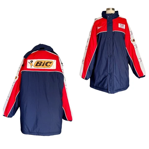 Vtg Reebok New England Revolution MLS Soccer Puffer Jacket Sz L Cover