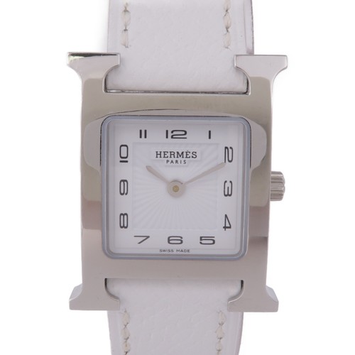 HERMÈS HERMES H Watch HH1 210 Orologio al Quarzo Acciaio Inox Pelle Bianco