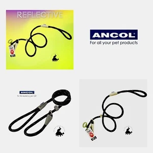 Ancol Viva Reflective Slip Rope Lead Black 30kg 120cm x 1.0cm - Picture 1 of 4