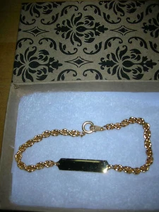 23 Karat Gold Plated Engravable Bracelet Made USA Anson Mfg 6 inch in Gift Box - Picture 1 of 4