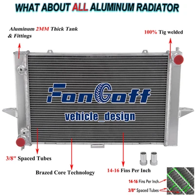 2Core Radiator Aluminum Fit 1998-2004 1999 2002 2003 Volvo V70 C70 S70 2.3/2.4L - Imagem 1 de 4