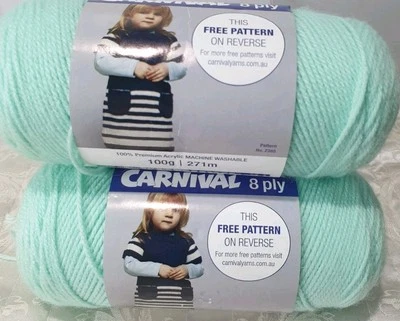 2 X 100g Panda Carnival 8ply Knitting Yarn Mint Green - image 1 of 4