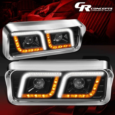 PAIR LED DRL PROJECTOR HEADLIGHT FOR 1981-2019 KENWORTH W900 WESTERN STAR 4800 - Image 1 of 4