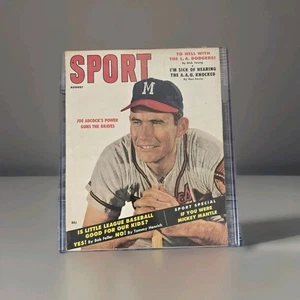 SPORT Magazine Aug 1957 Joe Adcock Mickey Mantle MLB Baseball Vintage Braves NY - Picture 1 of 12