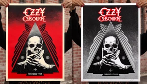 Obey x Ozzy Osbourne Farewell Tour Impresión Plata/Rojo Conjunto Firmado Shepard Fairey - Imagen 1 de 3