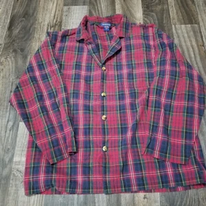 Pendleton Plaid Cotton Flannel Button Front Pajama Shirt Large Red/Black - Picture 1 of 10