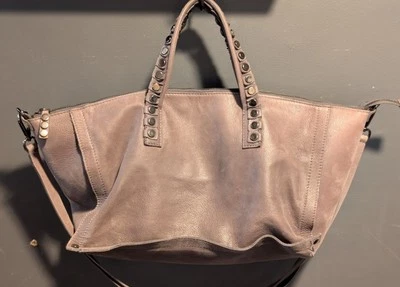 ORCIANI Womens Large Pebbled Leather Studded Handle Shoulder Hand Bag 15x10x8.5" - Image 1 of 4