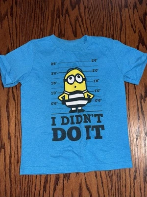 Boys Size 4 Minion Despicable Me Short Sleeve Tee Shirt Blue Minions - Image 1 of 4