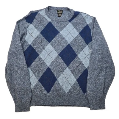 Suéter JoS A Bank Argyle Para Hombre Grande Azul Lana de Cordero Cuello Redondo Foto 1 de 4