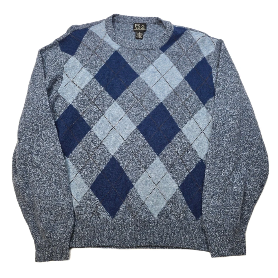 Suéter JoS A Bank Argyle Para Hombre Grande Azul Lana de Cordero Cuello Redondo Foto 1 de 4