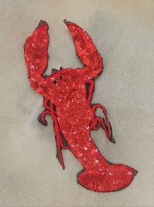 Lobster Sew On Sequins Patch Appliqué 17x7.5cm - Picture 1 of 12