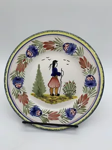 Henriot Quimper Bread & Butter Plate, 6 1/2", Man Center, France - Picture 1 of 5