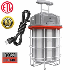 80W LED Construction Temporary Work Light For Building Job Site Lights Linkable - Picture 1 of 12