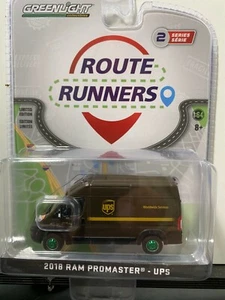 1/64 Greenlight Route Runners 2017 RAM furgoneta Promaster UPS marrón coche de persecución - Imagen 1 de 2