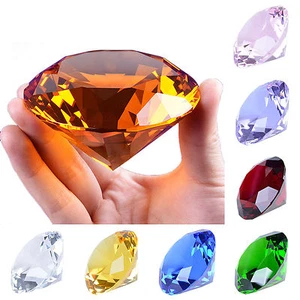 LONGWIN 80mm Crystal Diamond Paperweight Solid Color Wedding Gifts 3.15" W - Picture 1 of 33