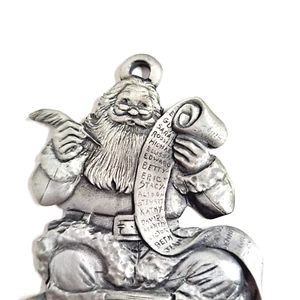 De colección 1988 HAMPSHIRE PEWTER COMPANY Papá Noel con lista adorno de Navidad - Imagen 1 de 6