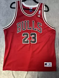 Vintage 90er Jahre Michael Jordan Chicago Bulls Champion Trikot 48 seltene weiße Buchstaben - Bild 1 von 10