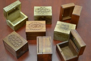8 PCS HANDMADE HAND CARVED CHEST JEWELRY BOX F-296 - Picture 1 of 3