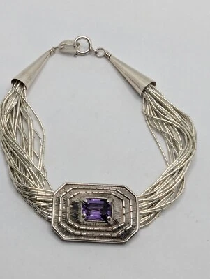 Pulsera Carolyn Pollack Plata de Ley 925 Amatista Plata Líquida -7.25" Foto 1 de 4