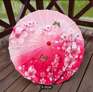 1pc. Silk Cherry Blossom Parasol Umbrella-Rianproof And Sun Protective  - Picture 1 of 6