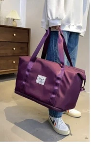 Duffle bag purple new carry on gym bag weekend Tote Suitcase - Picture 1 of 6