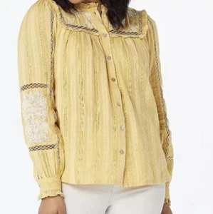 Camisa Bordada FlowerChild Boho Boxy Volantes XS Cottagecore Pradera LOGOavisa - Imagen 1 de 13