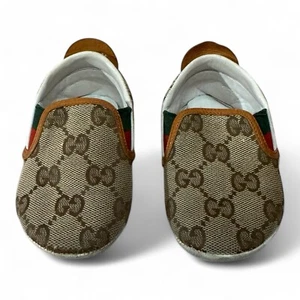 Gucci Baby Shoes EU 18 GG Logo Canvas Authentic - Picture 1 of 6