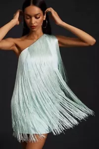Anthropologie Hutch One-Shoulder Fringed Mini Dress Size Small MSRP: $220 - Picture 1 of 4