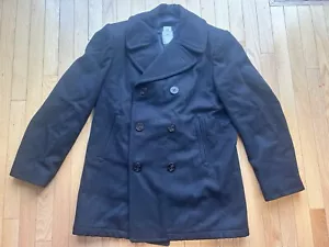 US Navy USN DSCP Sterlingwear Military Naval Kersey Wool Dark Blue Pea Coat 42R - Picture 1 of 7