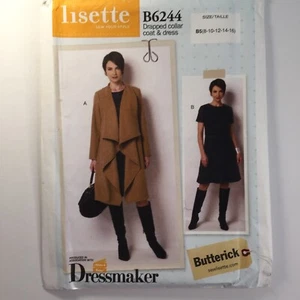 Butterick 6244 Waterfall Coat Jacket Full Shift Dress Ladies New Uncut Pattern - Picture 1 of 12