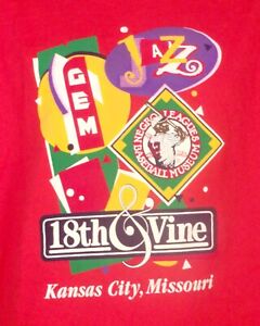 vintage 90s NWT NOS 18th & Vine Negro Leagues Baseball Museum T-Shirt KC MO XL