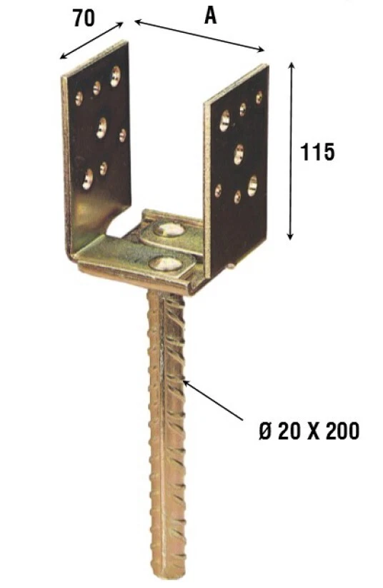 Supporto staffa di ancoraggio portapilastro regolabile 60-140 per travi in legno - Immagine 1 di 1