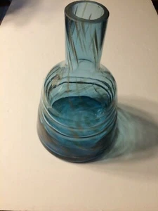 Florero vintage único hecho a mano con rayas doradas de vidrio burbujeado frasco antiguo B10 - Imagen 1 de 12
