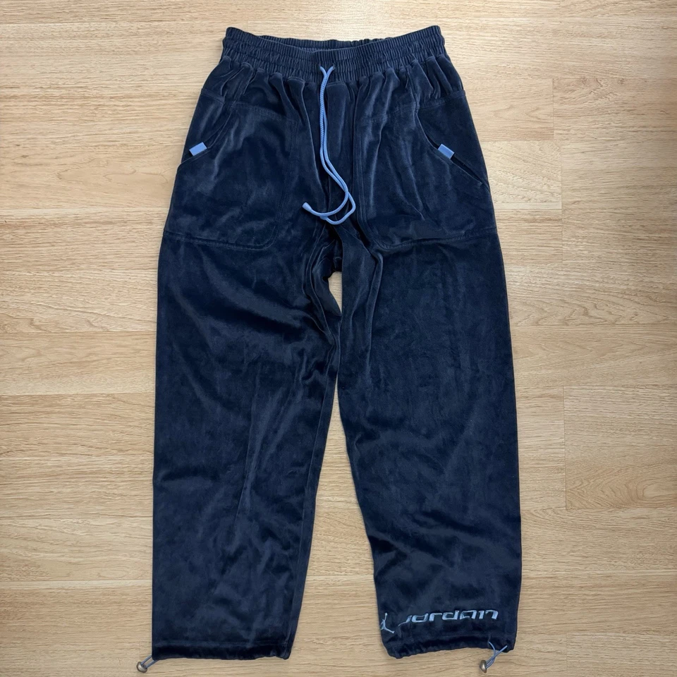 Talla M - Pantalones deportivos holgados vintage Air Jordan azul terciopelo terciopelo (usados) Y2K Foto 1 de 4
