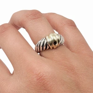 David Yurman 925 Sterlingsilber & 14k Gelbgold Kabel Garnelen Ring Größe 6 - Bild 1 von 5