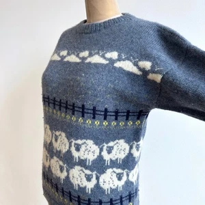 Buttercup Shetland Wolle Schaf Pullover S/M handgestrickt schwarz House Crafts Scotland - Bild 1 von 12