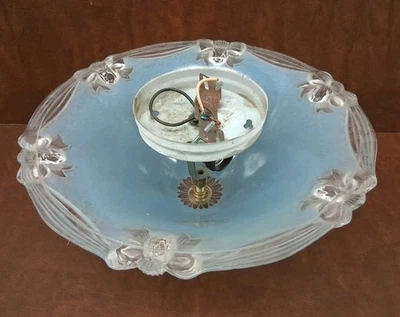 Reborn Vintage Art Deco Large Frosted Glass Light Fixture - Image 1 of 4