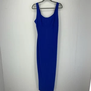 Vintage Maurice’s Damen Large Maxi Split Dress 90’s USA Bodycon Royal Blue Stretchy - Bild 1 von 8
