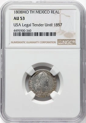 Mexico - 1808-MO TH Carlos IV 2 Reales - NGC AU53 - ONLY 4 GRADED FINER - RARE! - Image 1 of 2